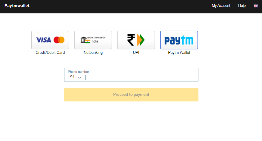 Paytmwallet input phone number